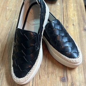 Franco Sarto platform leather/ espadrille slip on.